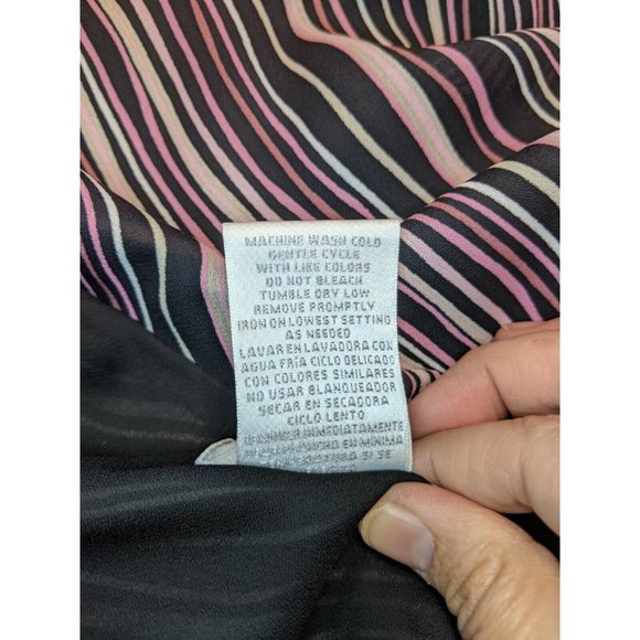 Worthington Size 20W Skirt Black Pink Striped Lined Modest - Picture 6 of 6